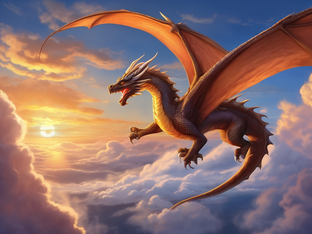 Majestic dragon in fantasy landscape