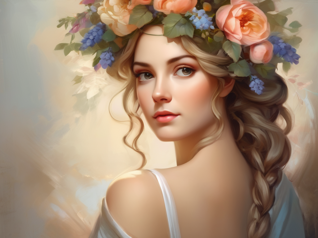 Portrait of a woman with flowing hair