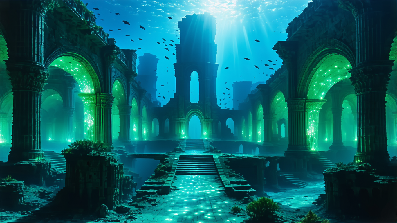 Underwater coral reef ecosystem